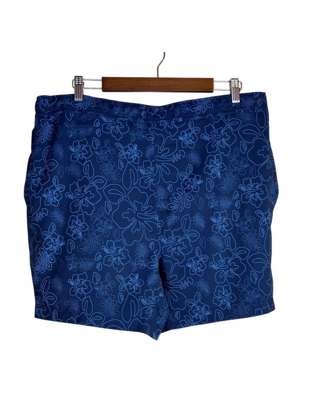 Mack Weldon Mens Swim Trunks Quick Dry Polyester Stretch Floral Blue XXL